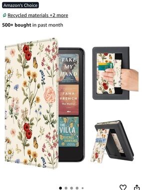 Floral Cream Tablet Case with Hand Strap and Stand for KINDLE